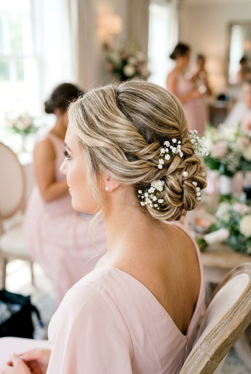 Textured Rolled Chignon - 20 bridesmaid updo hairstyles - 20 bridesmaid updo hairstyles