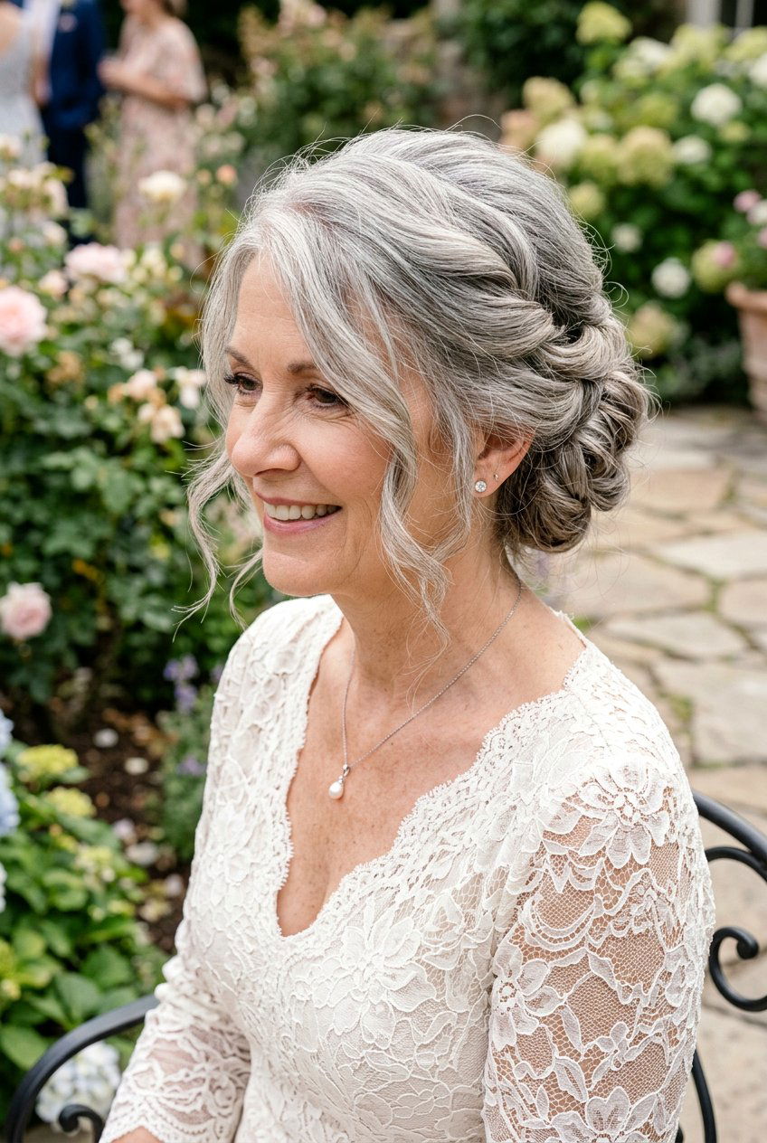 Textured Romantic Updo - 20 wedding guest hairstyles for older women - 20 wedding guest hairstyles for older women