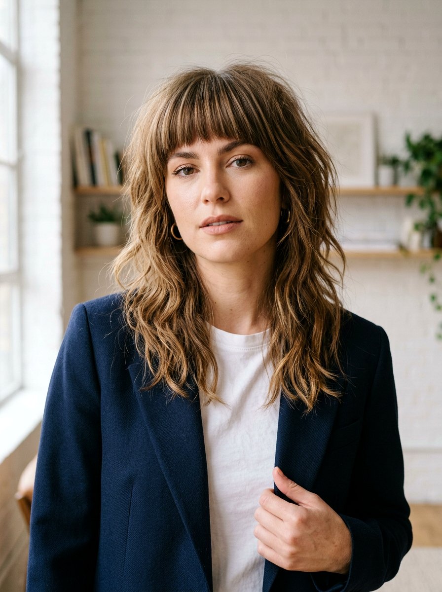 Textured Shag Haircut With Blunt Bangs - 20 college girls shag haircut with bangs - 20 college girls shag haircut with bangs