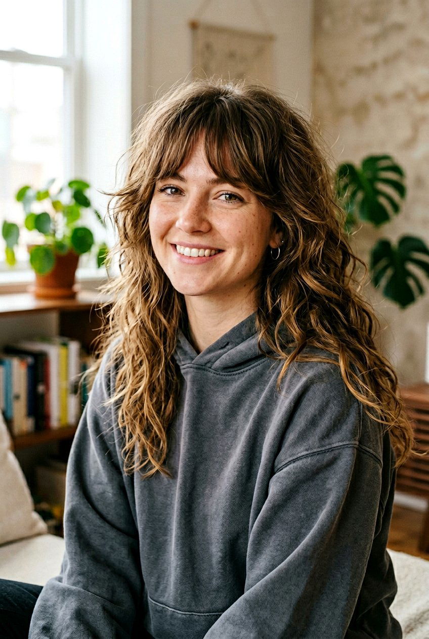 Textured Shag With Long Fringe - 20 shag haircut with curtain fringe - 20 shag haircut with curtain fringe