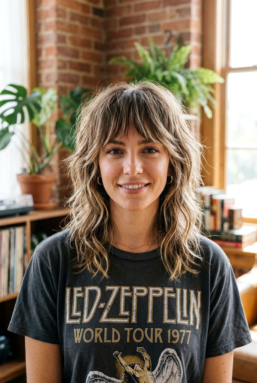 Textured Shag With Wispy Bangs - 20 mom shoulder length haircut with bangs - 20 mom shoulder length haircut with bangs