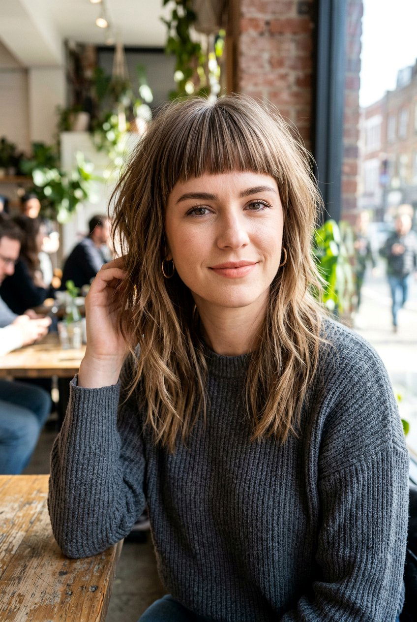 Textured Shag with Bangs - 20 modern shag haircut - 20 modern shag haircut