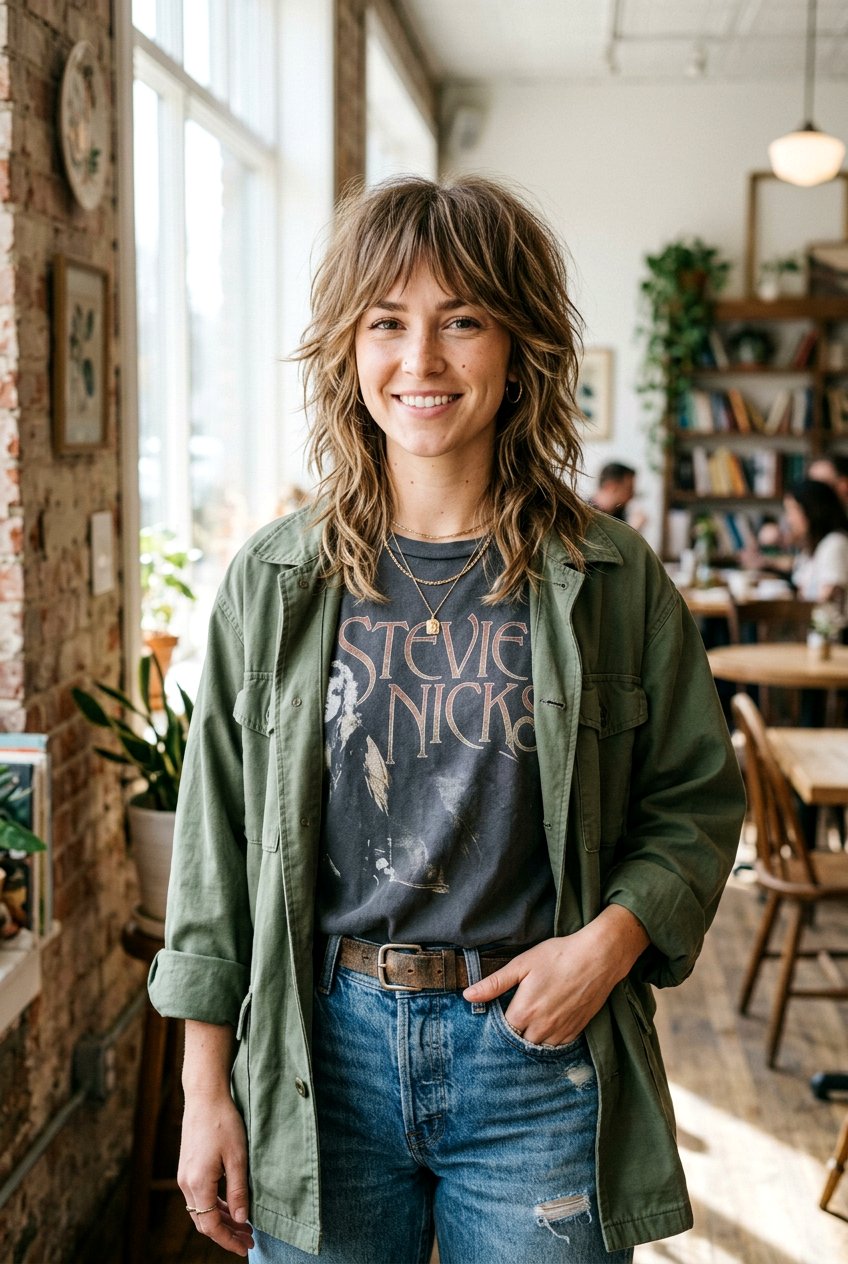 Textured Shag with Fringe - 20 hairstyles for receding hairline women - 20 hairstyles for receding hairline women