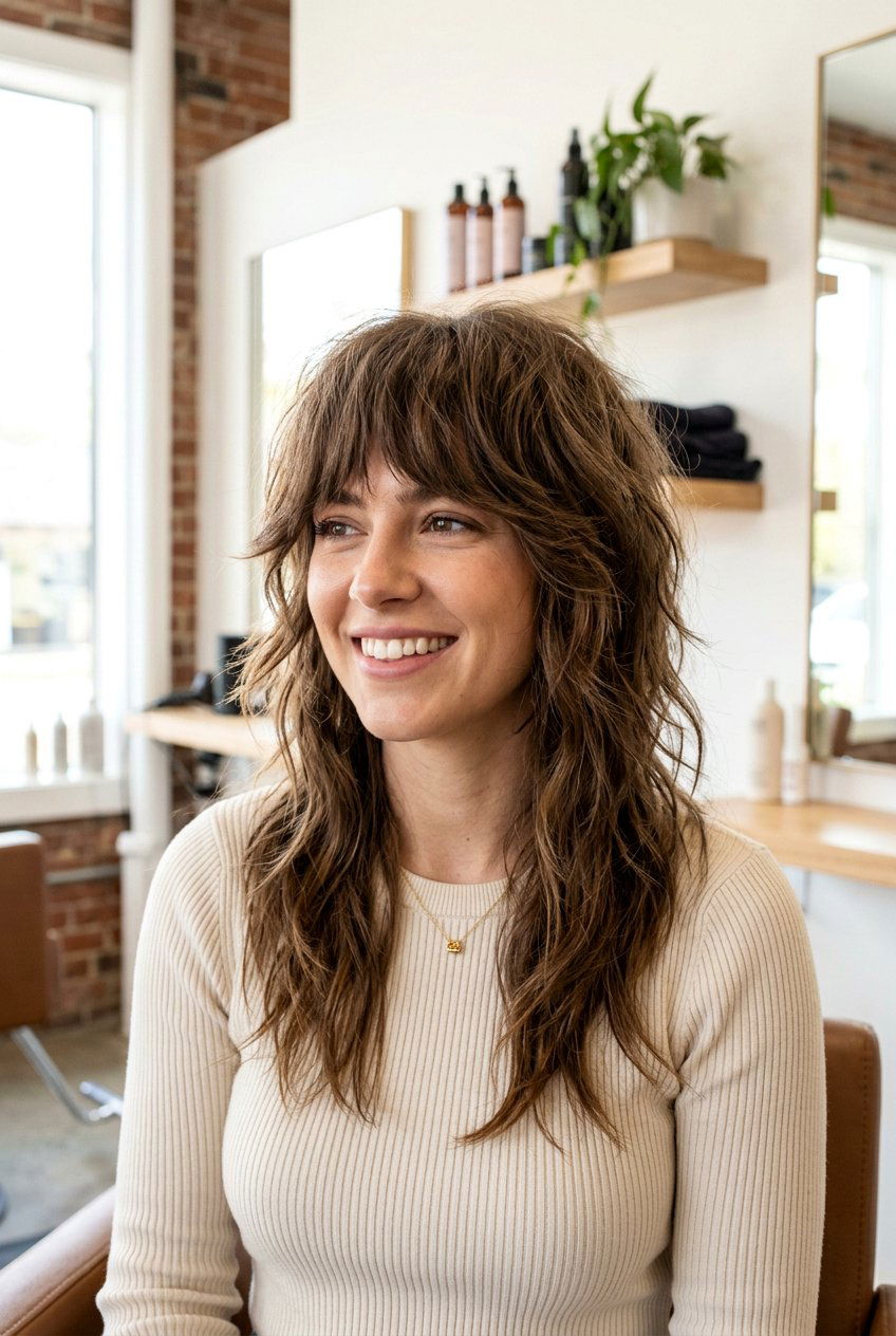 Textured Shag - 20 haircuts for round faces - 20 haircuts for round faces