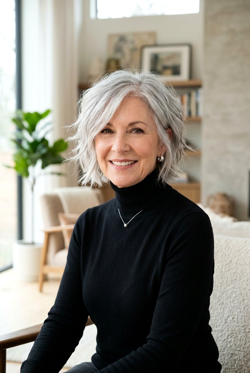 Textured Shaggy Bob - 20 shaggy bob for older women - 20 shaggy bob for older women