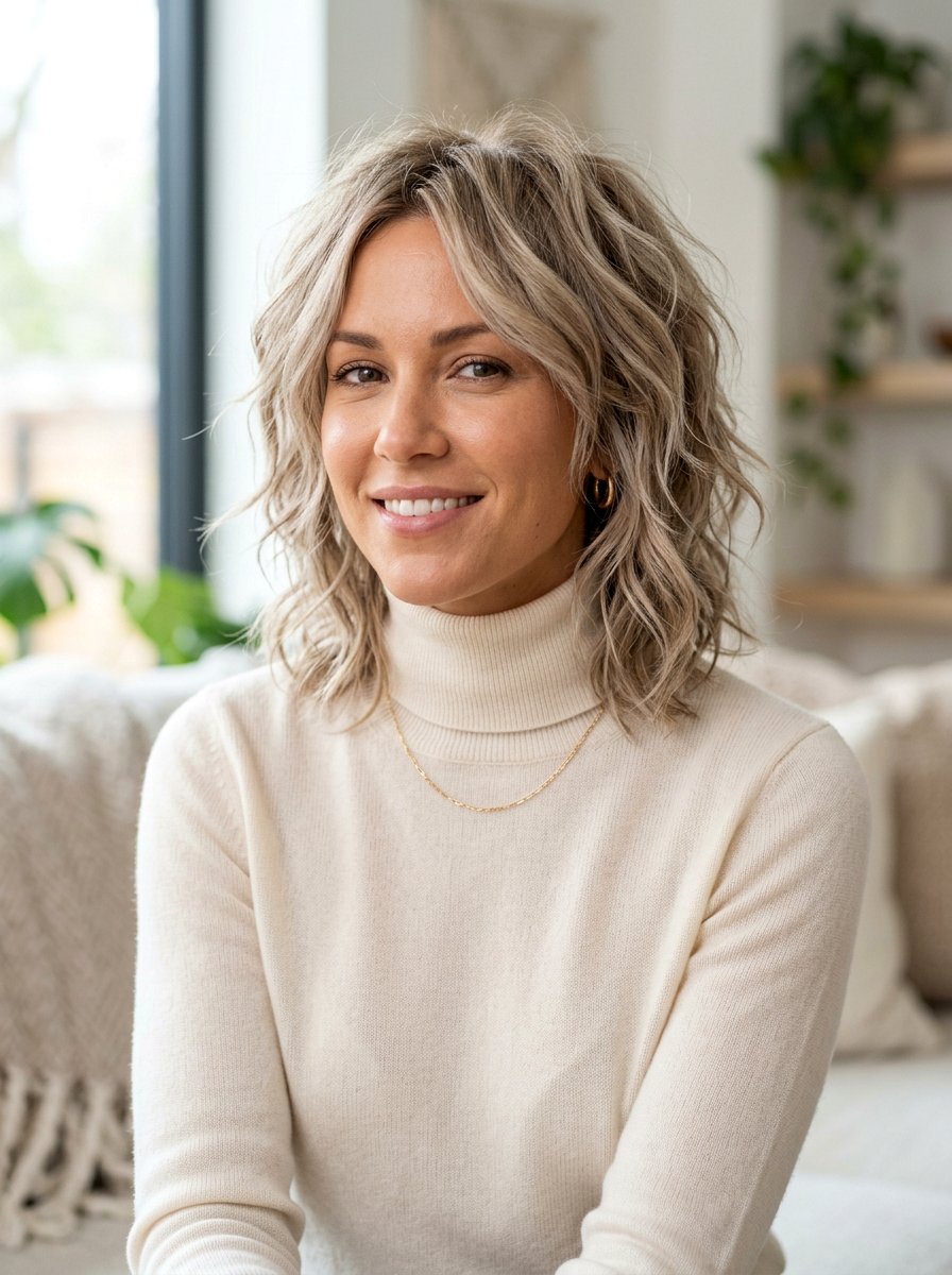 Textured Shaggy Bob - 20 soft shaggy layers for older women - 20 soft shaggy layers for older women