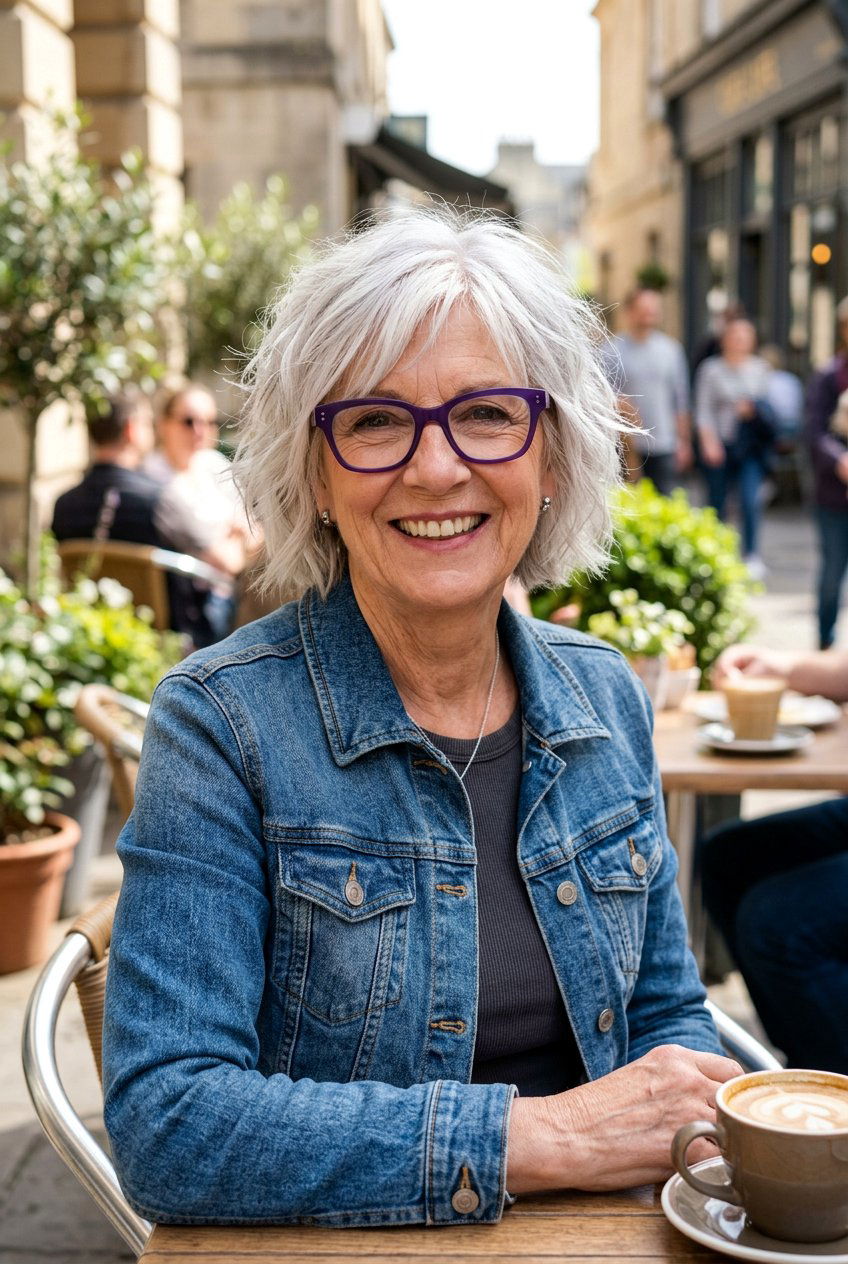 Textured Shaggy Bob For Seniors - 20 classy bob for older women with glasses - 20 classy bob for older women with glasses