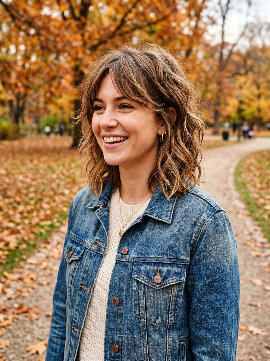 Textured Shaggy Lob Haircut - 20 layered shoulder length haircut with texture - 20 layered shoulder length haircut with texture