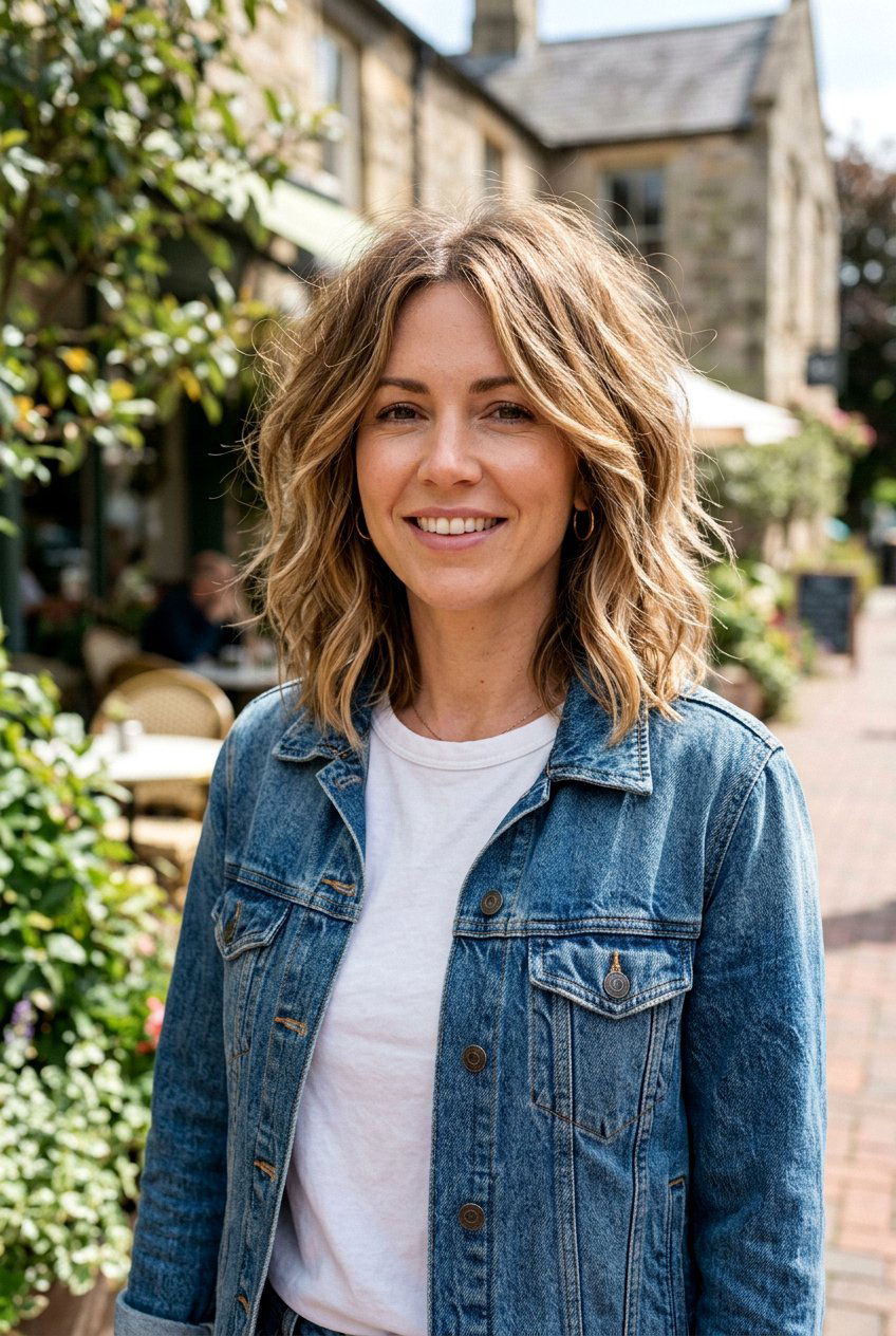 Textured Shaggy Lob - 20 wash and wear haircut for moms - 20 wash and wear haircut for moms