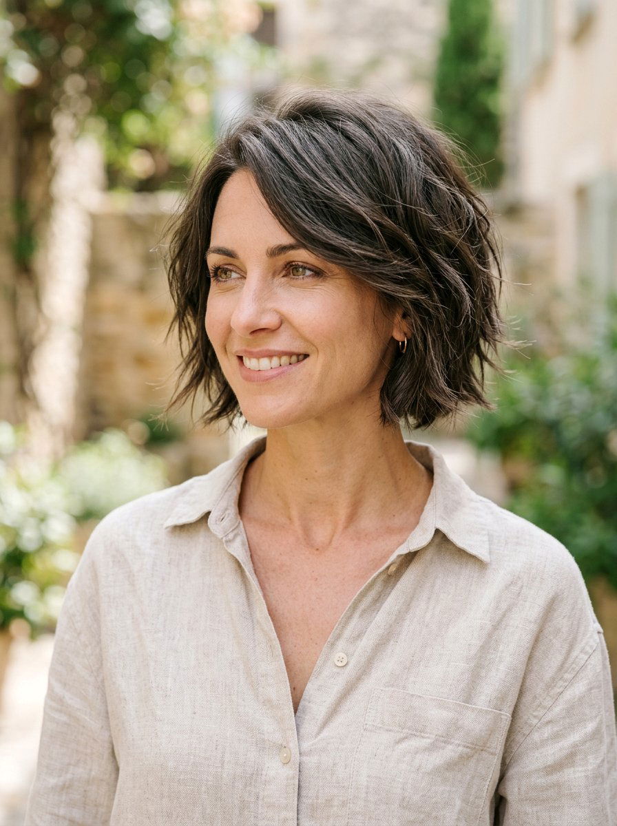 Textured Short Bob - 20 easy hairstyle for humid weather - 20 easy hairstyle for humid weather