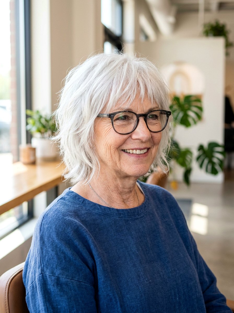 Textured Short Shag for Fine Hair with Glasses - 20 short shag with glasses for older women - 20 short shag with glasses for older women