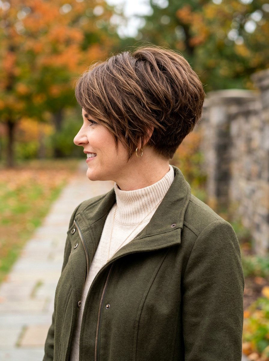 Textured Short Wedge Haircut - 20 polished haircut for mature women - 20 polished haircut for mature women