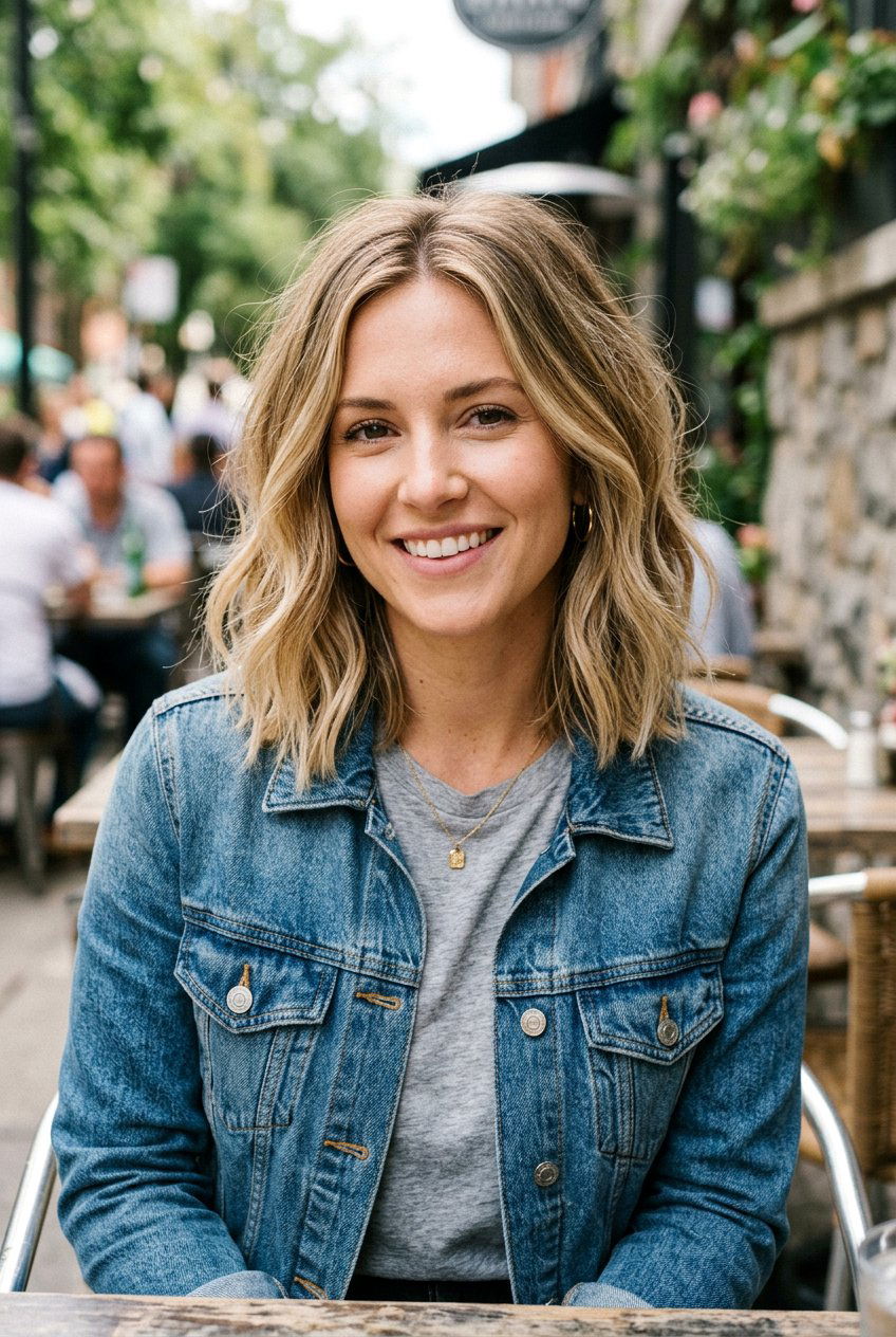 Textured Shoulder Length Lob - 20 modern mom haircut for thick hair - 20 modern mom haircut for thick hair