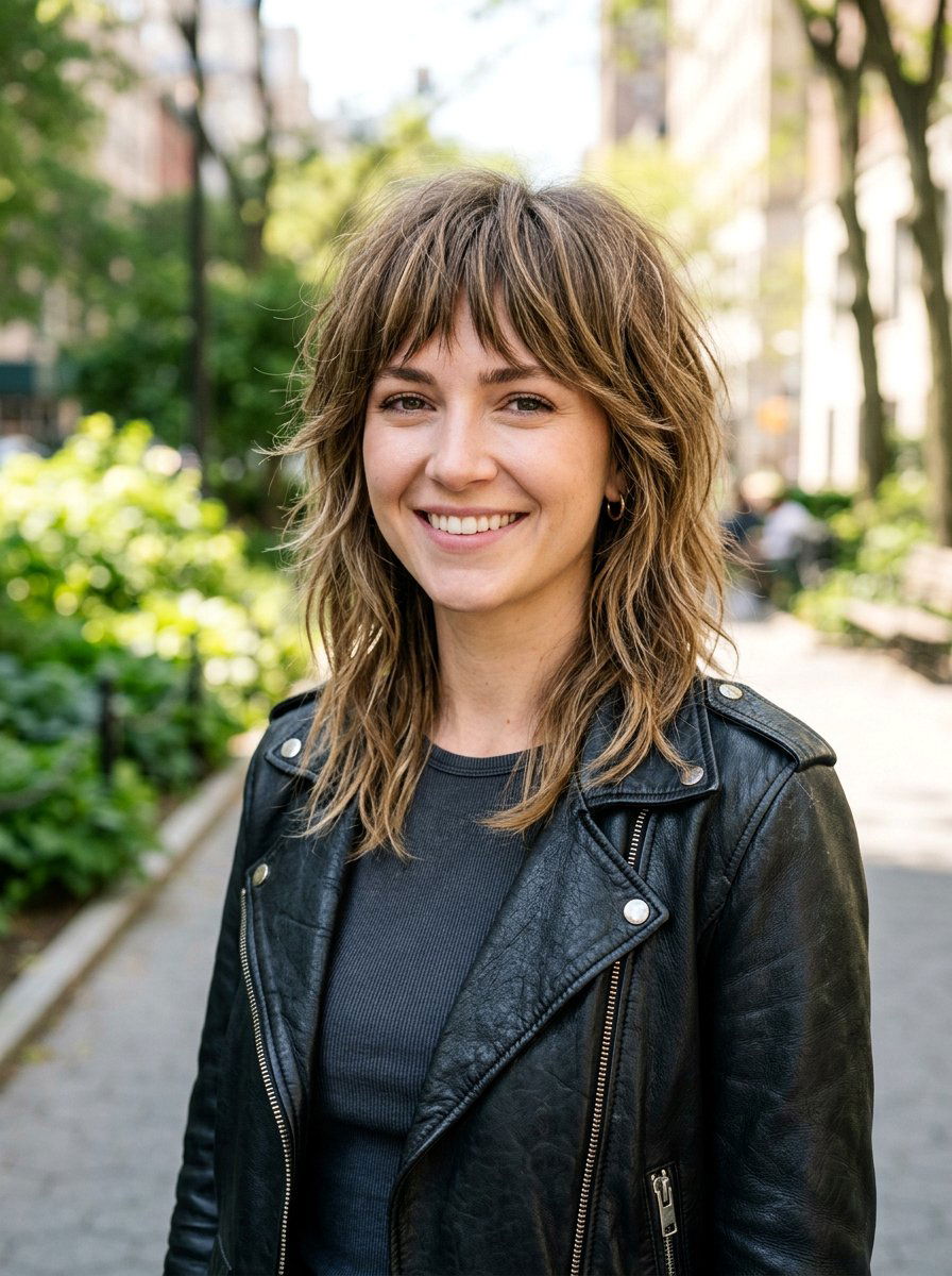 Textured Shoulder Length Shag - 20 hairstyle to soften cheekbones women - 20 hairstyle to soften cheekbones women