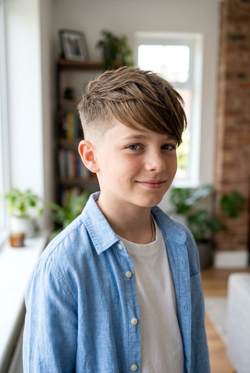 Textured Side Swept Fringe - 20 boys haircut with textured layers - 20 boys haircut with textured layers