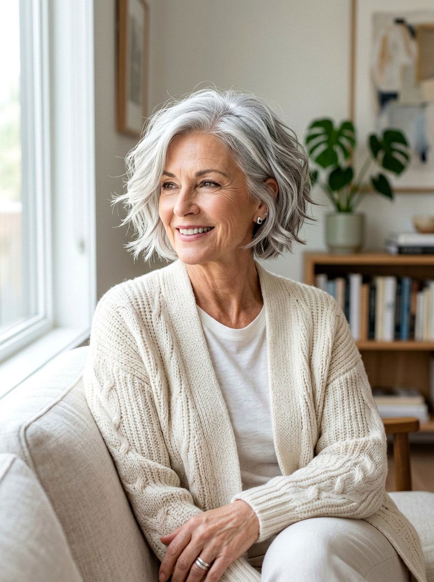 Textured Silver Bob Haircut - 20 older women silver bob ideas - 20 older women silver bob ideas