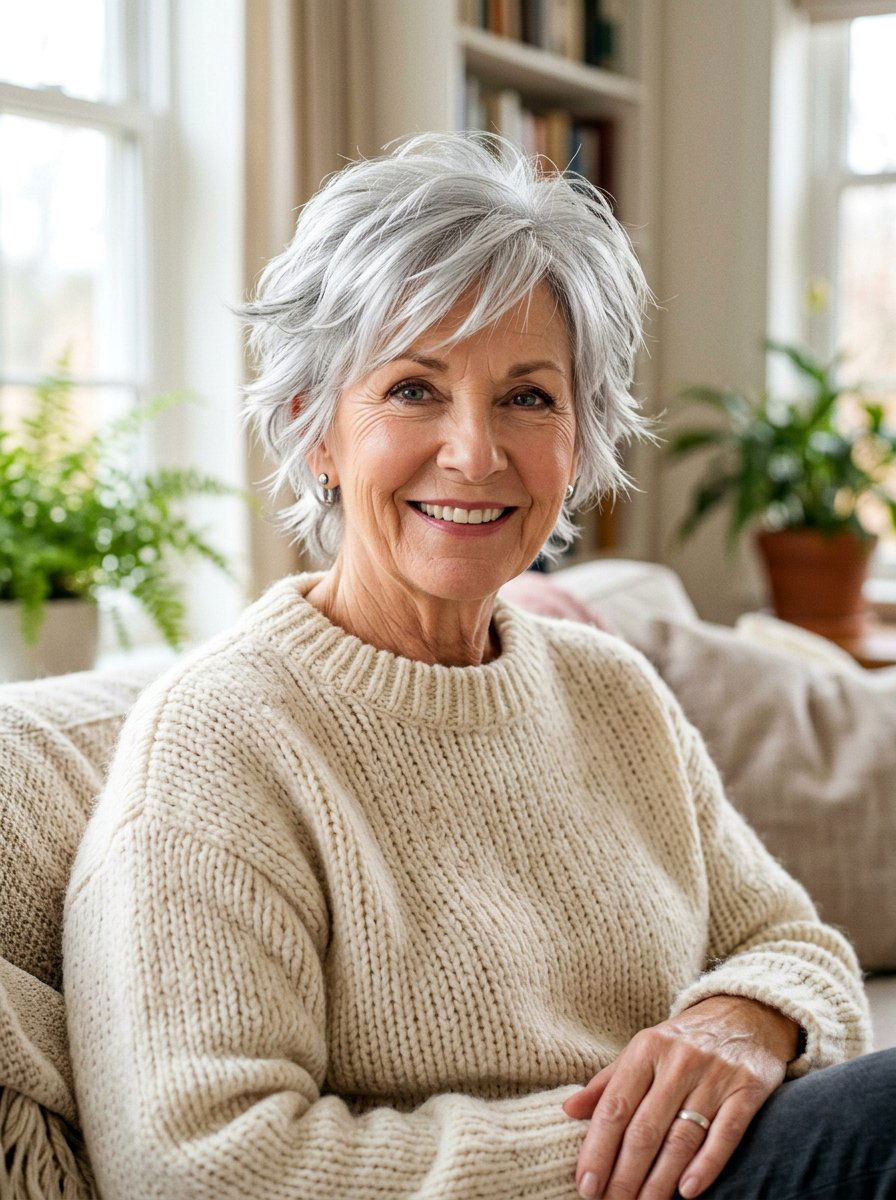 Textured Silver Layered Pixie - 20 silver layered pixie for older women - 20 silver layered pixie for older women