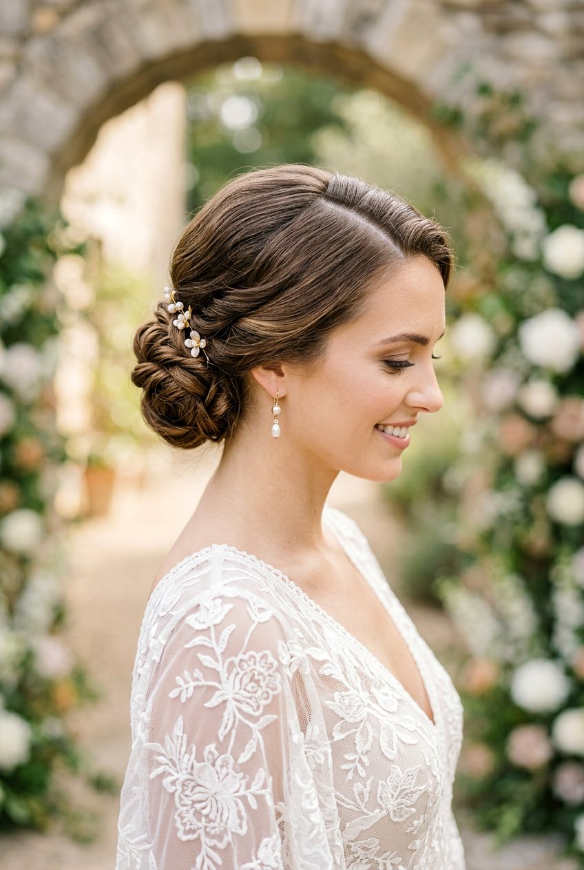 Textured Sleek Bun With Side Part - 20 bridal sleek bun with side part - 20 bridal sleek bun with side part