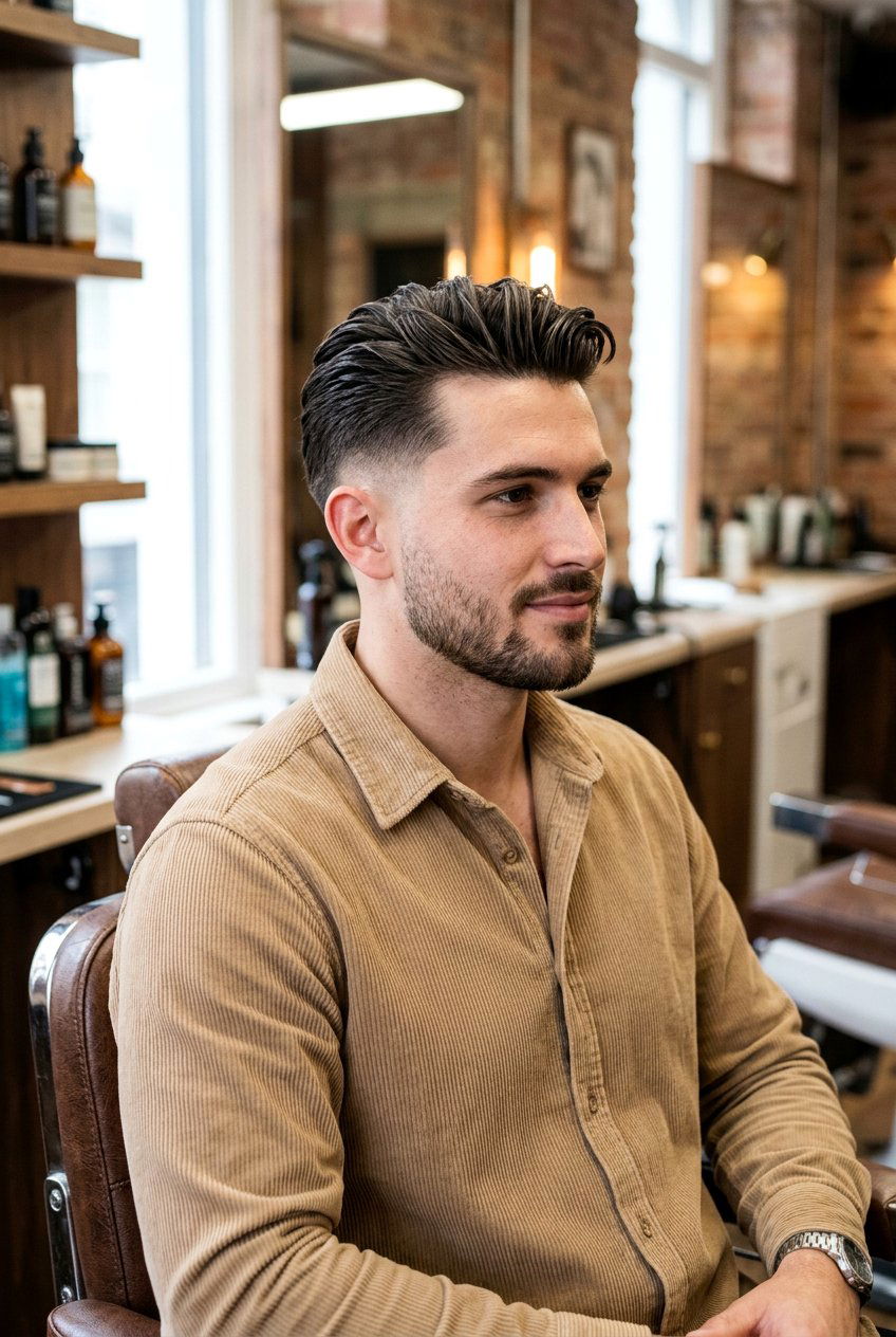 Textured Slick Back Taper Fade Men - 20 slick back taper fade men - 20 slick back taper fade men