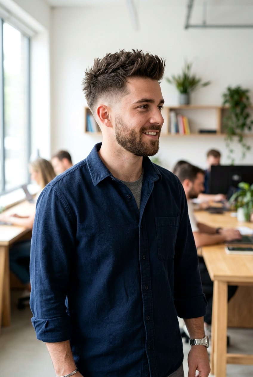 Textured Spiky Taper - 20 mens haircut for round face - 20 men’s haircut for round face