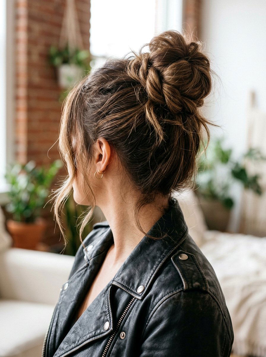 Textured Top Knot - 20 rainy day bun hairstyle - 20 rainy day bun hairstyle
