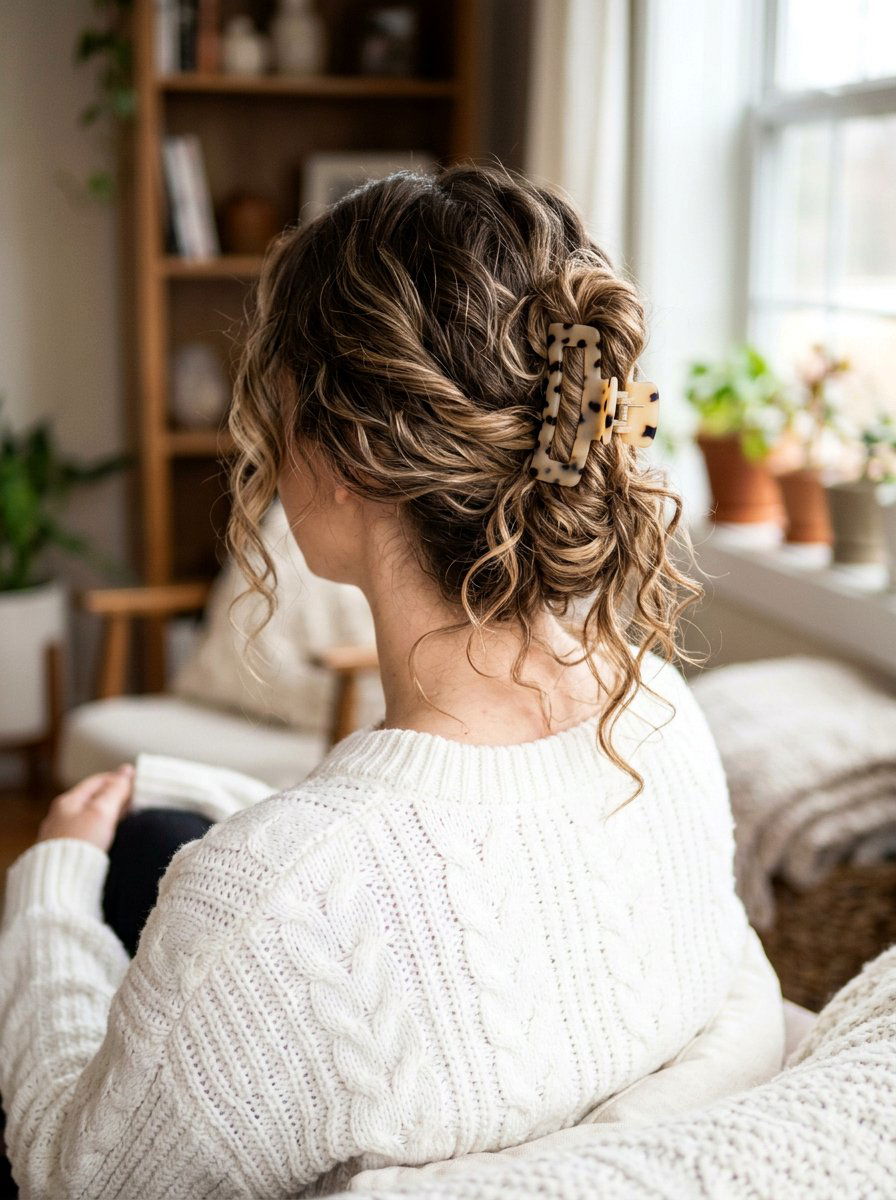 Textured Twist Updo With Claw Clip - 20 office hairstyle with claw clip twist - 20 office hairstyle with claw clip twist