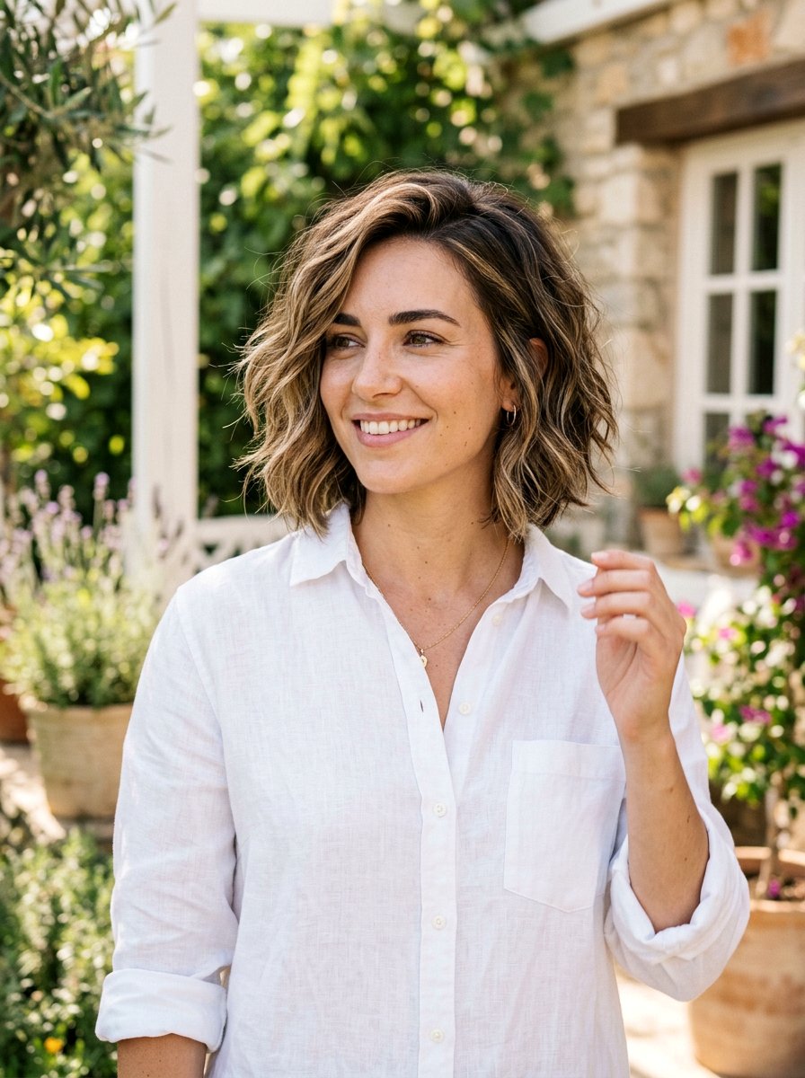 Textured Wavy Chin Length Bob - 20 wavy chin length bob with layers - 20 wavy chin length bob with layers