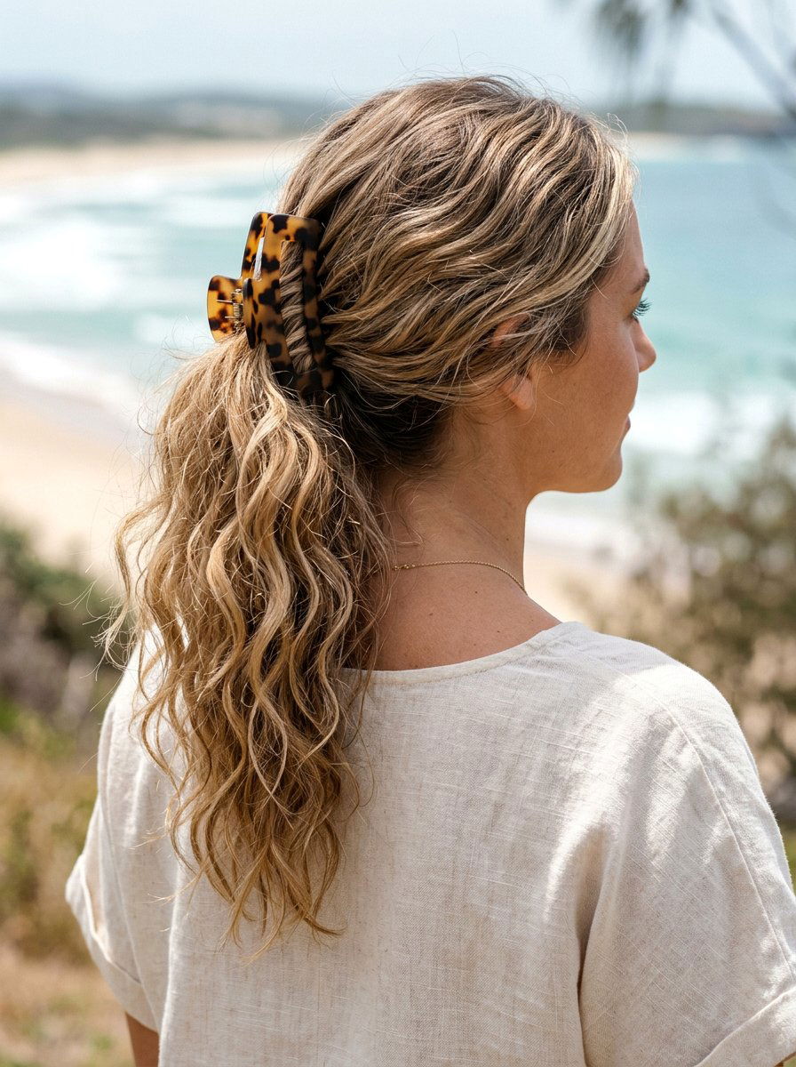 Textured Wavy Claw Clip Ponytail - 20 claw clip ponytail for fine hair women - 20 claw clip ponytail for fine hair women