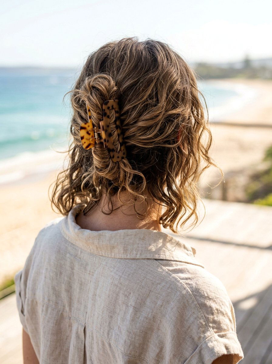 Textured Wavy Claw Clip Twist - 20 claw clip twist for shoulder length hair - 20 claw clip twist for shoulder length hair