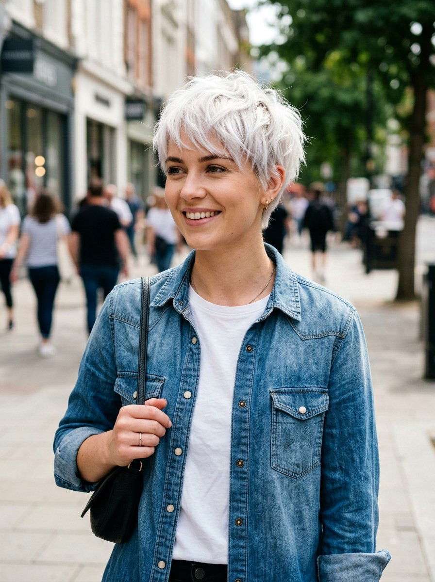 Textured White Pixie Tapered Base - 20 white pixie with tapered back - 20 white pixie with tapered back