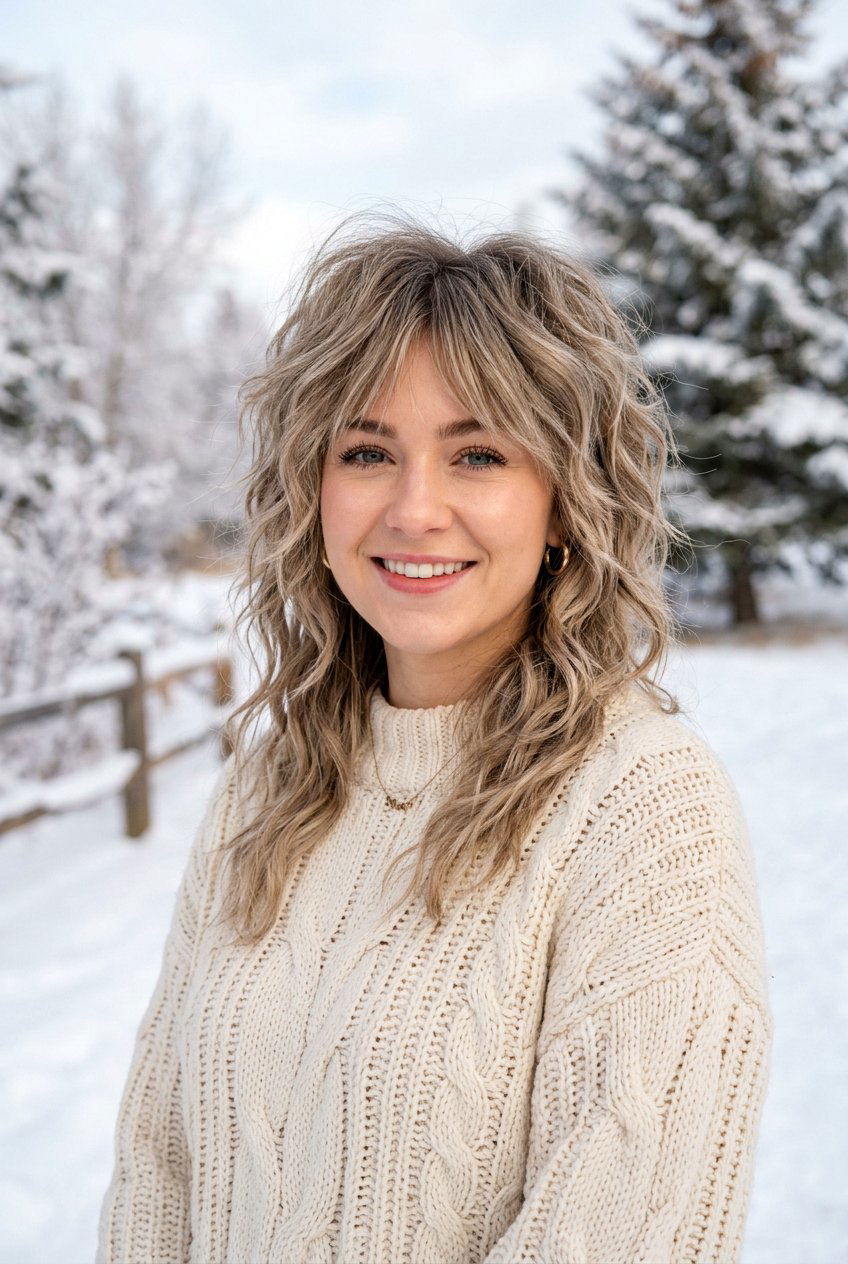 Textured Winter Wolf Cut - 20 winter hairstyles for women - 20 winter hairstyles for women