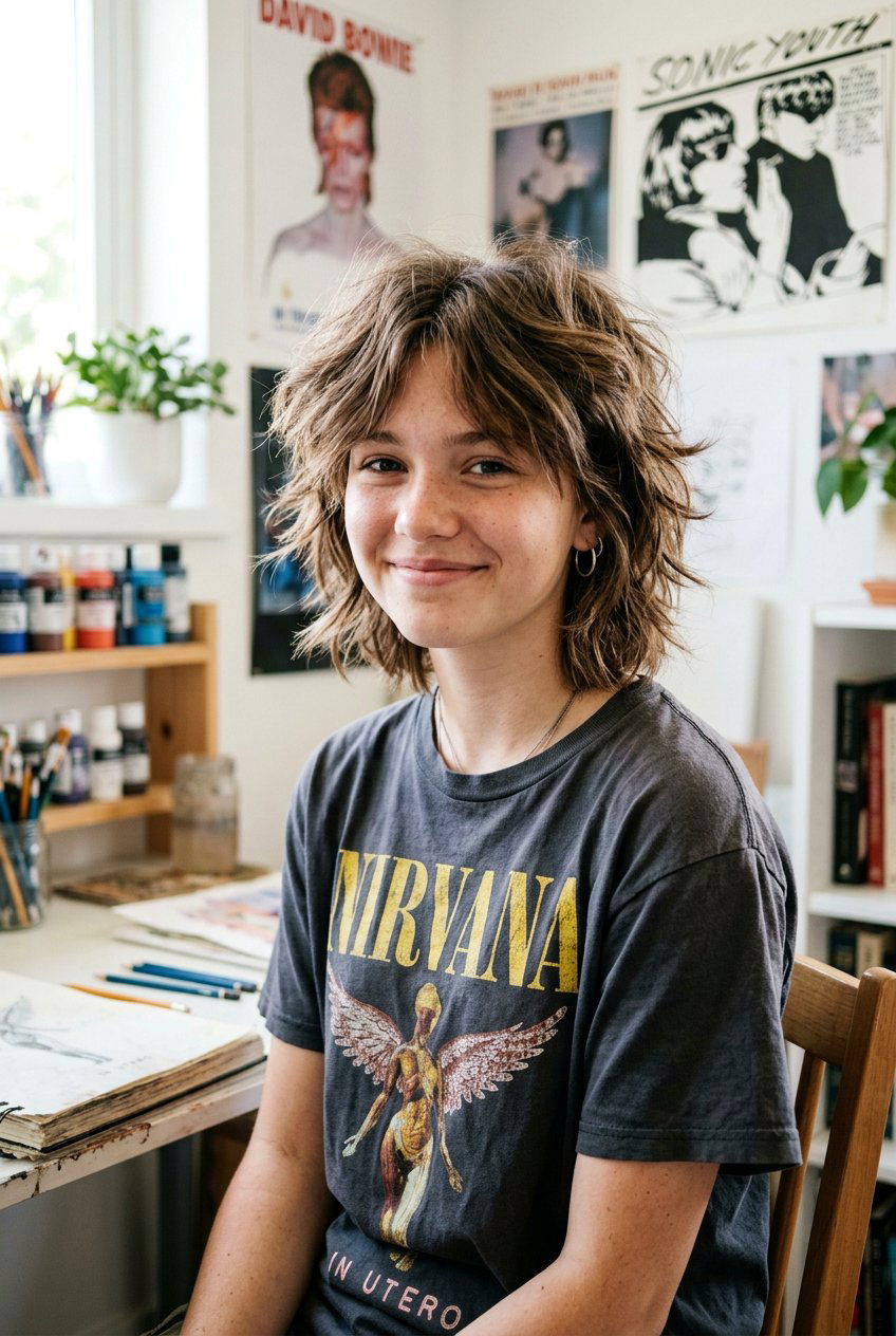 Textured Wolf Bob - 20 short shag haircut for teenage girls - 20 short shag haircut for teenage girls