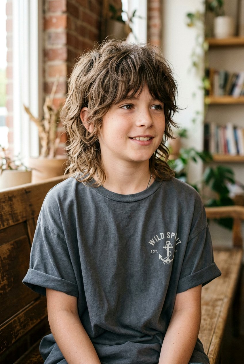 Textured Wolf Cut - 20 boys haircut with textured layers - 20 boys haircut with textured layers
