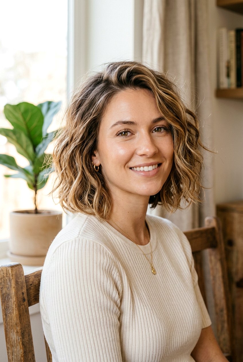 Textured bob with beach waves - 20 hairstyles for oval faces - 20 hairstyles for oval faces