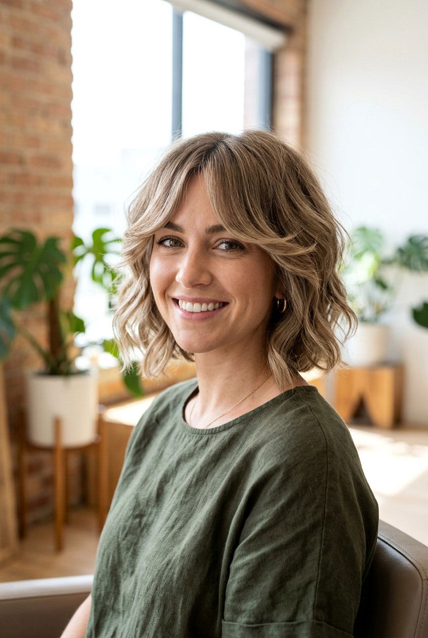 Textured bob with curtain bangs - 20 textured bob haircut - 20 textured bob haircut