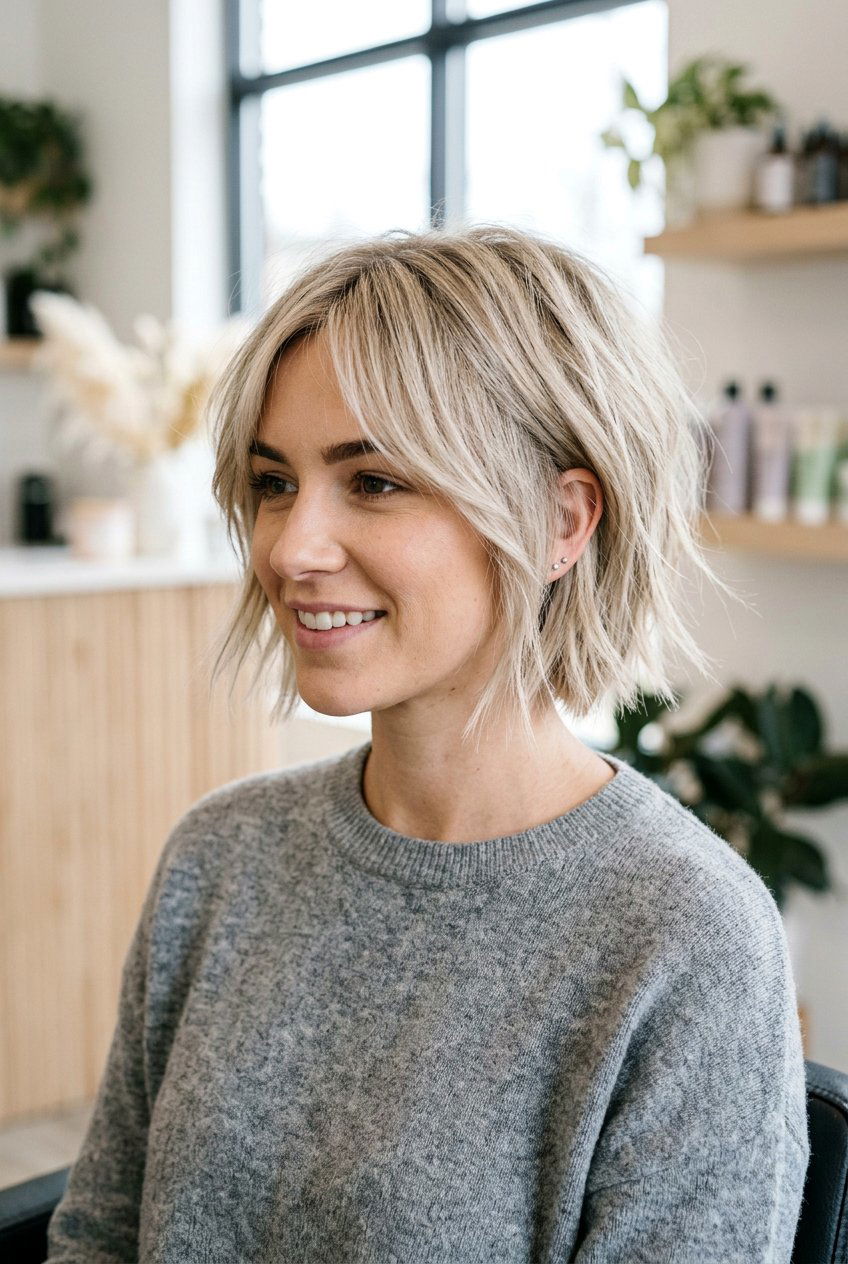 Textured chin length bob - 20 chin length bob haircut - 20 chin length bob haircut