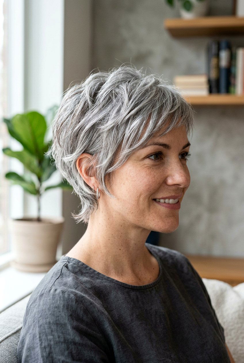 Textured gray pixie cut - 20 short gray hairstyles - 20 short gray hairstyles