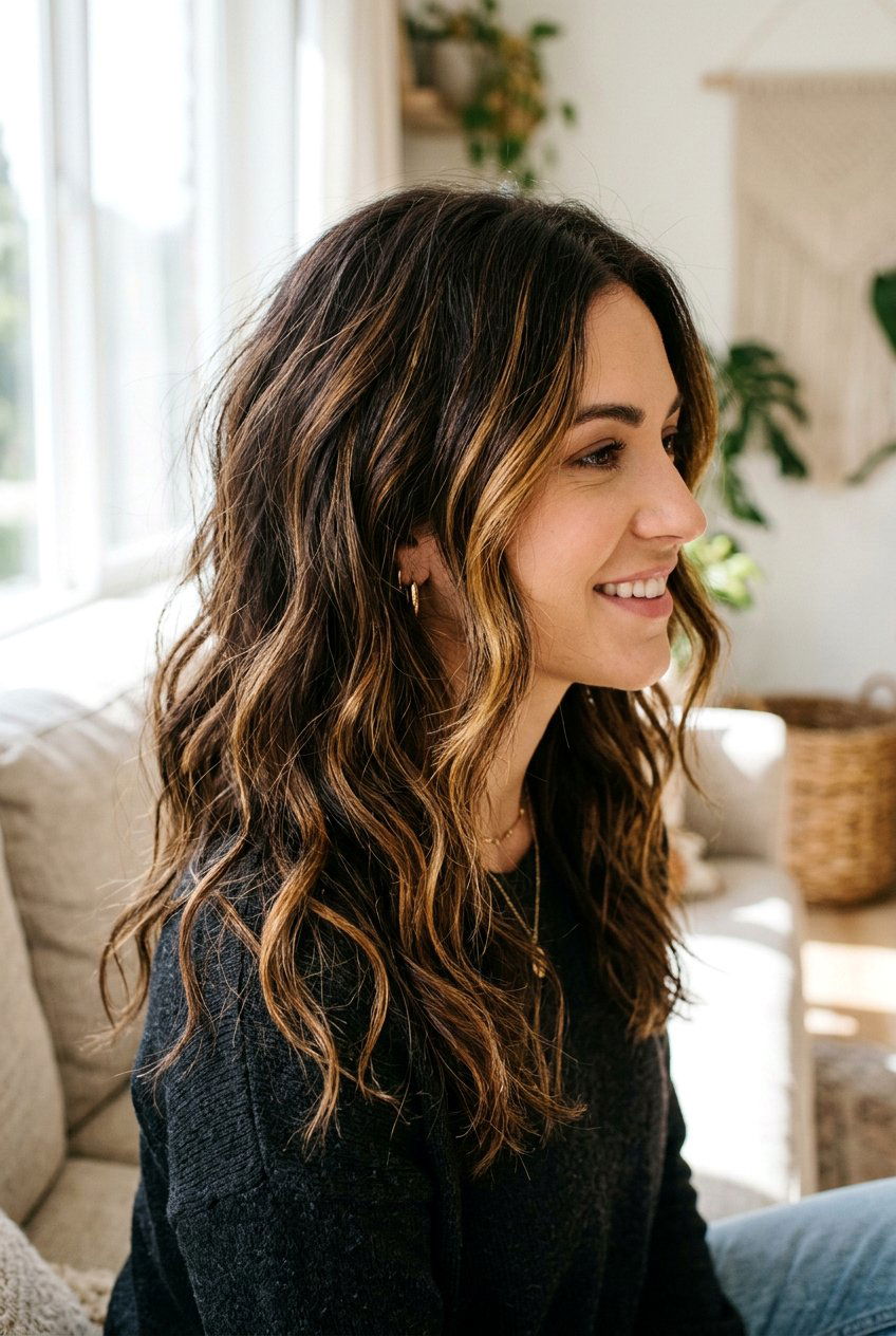 Textured honey highlights on dark hair - 20 honey highlights on dark hair - 20 honey highlights on dark hair