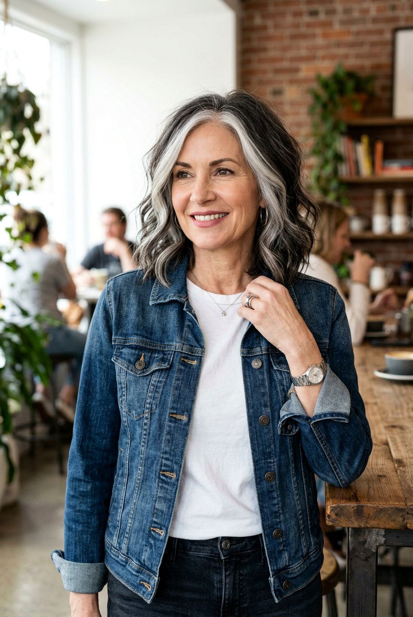 Textured lob with silver money piece - 20 silver money piece for mature women - 20 silver money piece for mature women