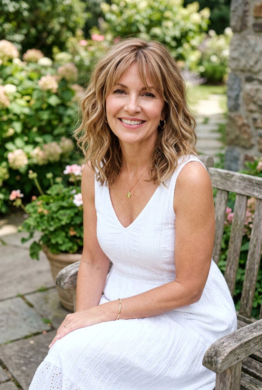 Textured lob with wispy bangs - 20 wispy bangs for mature women - 20 wispy bangs for mature women