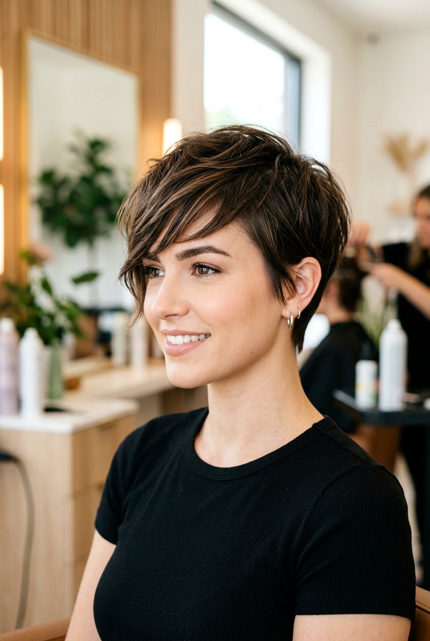 Textured pixie side bangs - 20 side swept bangs hairstyles - 20 side swept bangs hairstyles