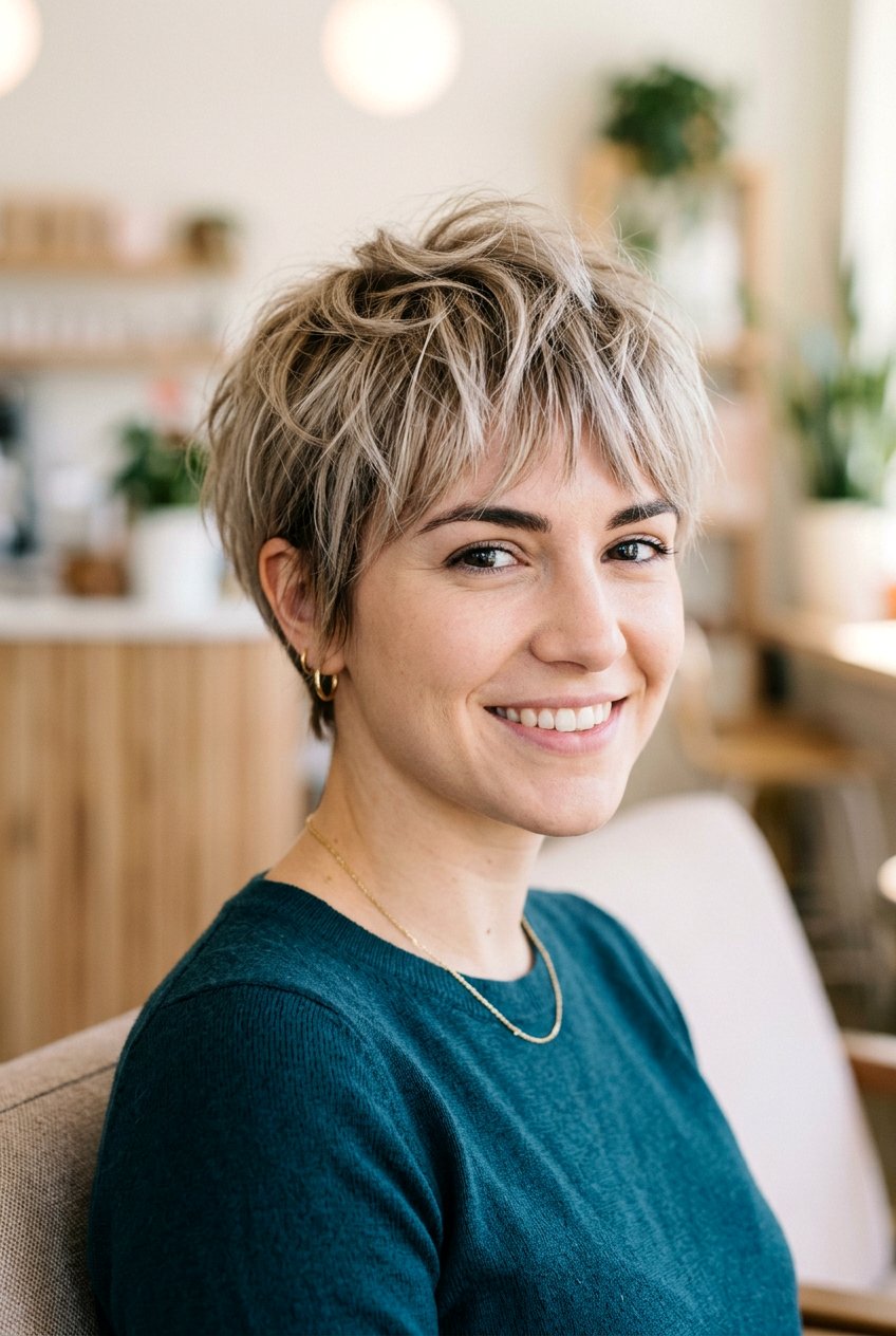 Textured pixie with bangs - 20 low maintenance pixie haircut - 20 low maintenance pixie haircut