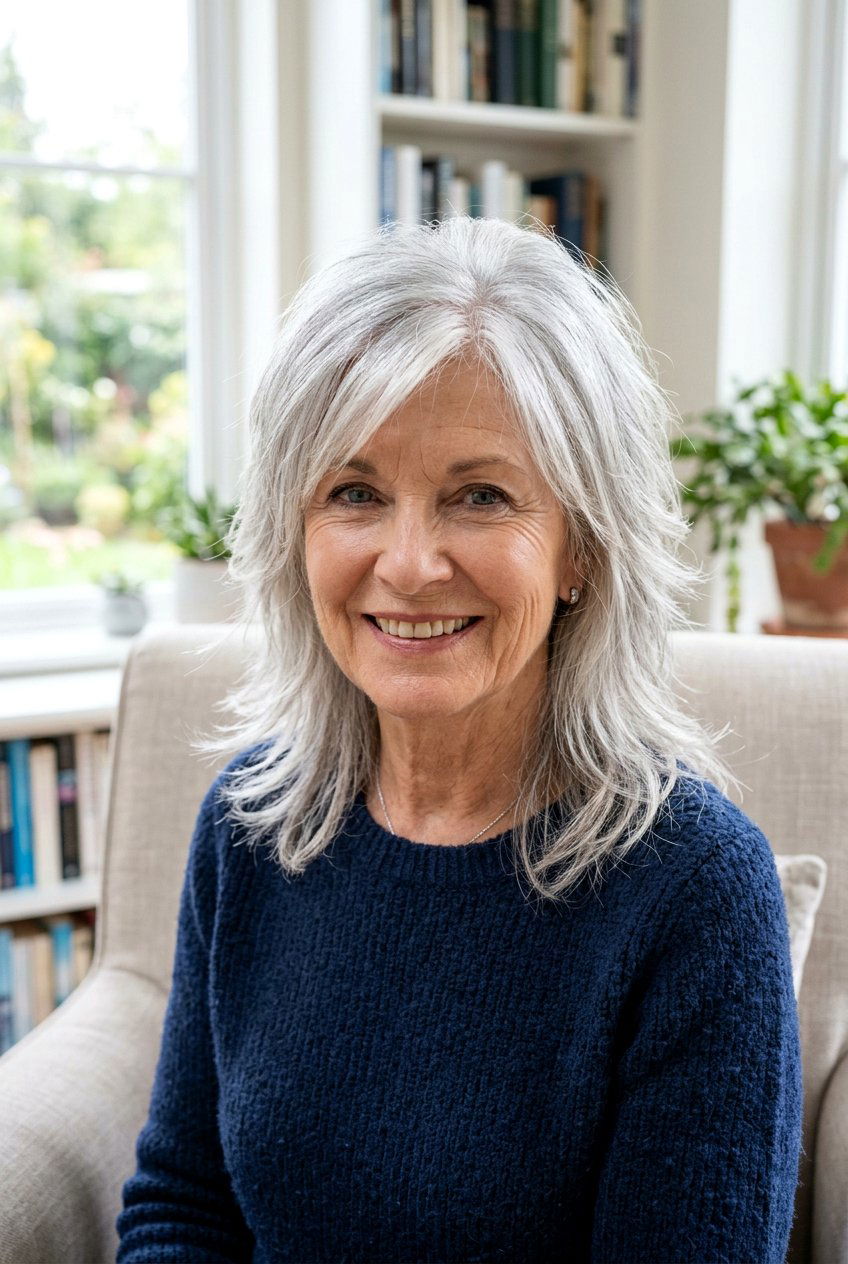 Textured shag for gray hair - 20 shag haircuts for older women - 20 shag haircuts for older women