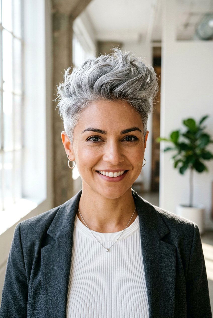 Textured silver crop - 20 elegant silver hairstyles for women - 20 elegant silver hairstyles for women