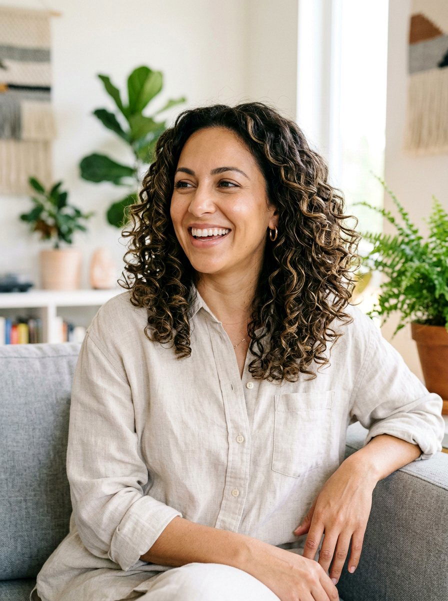 20 Polished Haircut for Curly Shoulder Length Hair Styles