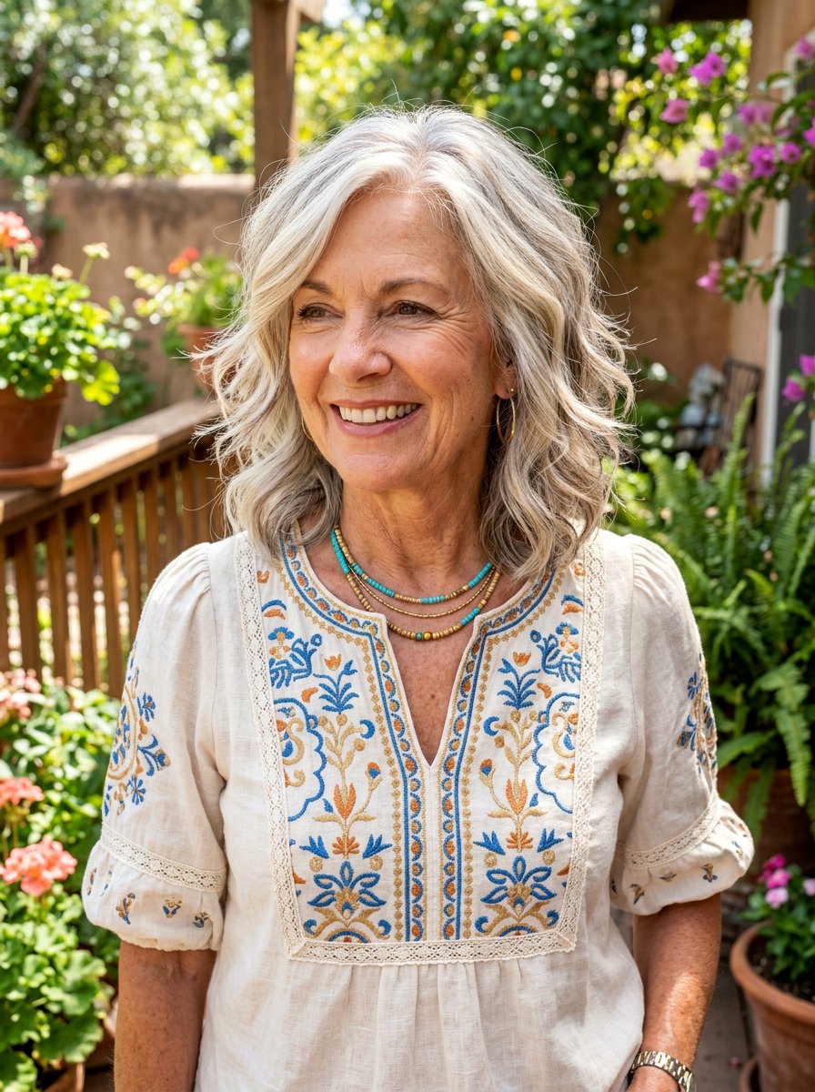 Texturized Feathered Lob - 20 soft feathered lob for older women - 20 soft feathered lob for older women