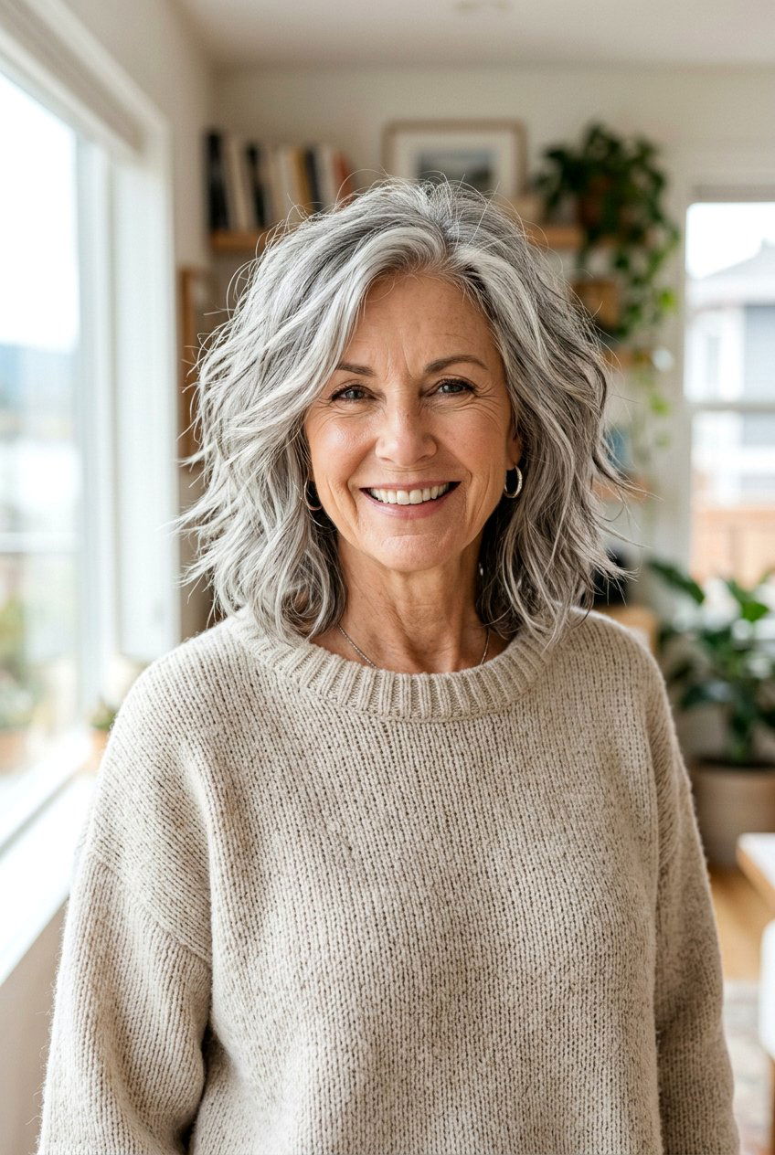Texturized Lob For Older Women - 20 shoulder length layers for women over 60 - 20 shoulder length layers for women over 60