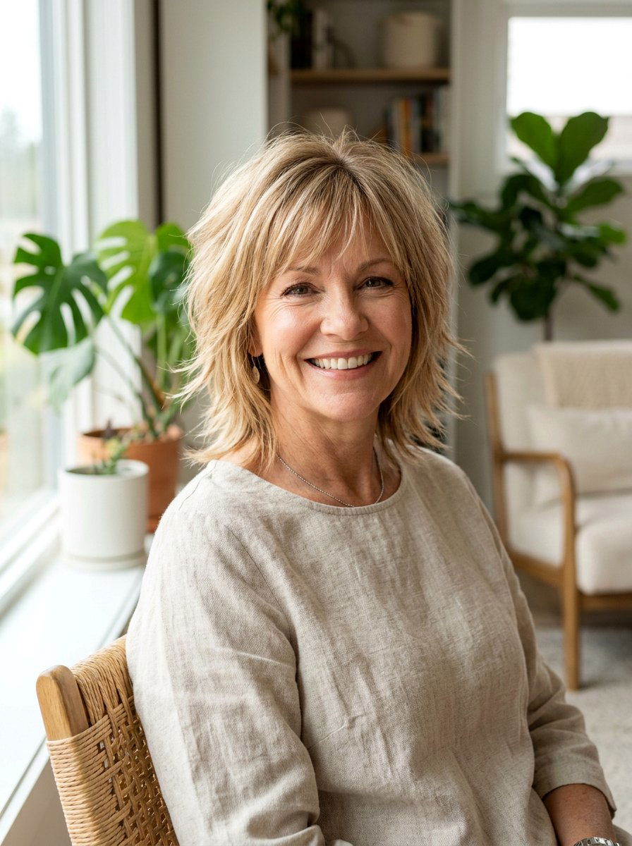 Texturized Straight Shag Haircut - 20 straight shag haircut for women over 50 - 20 straight shag haircut for women over 50