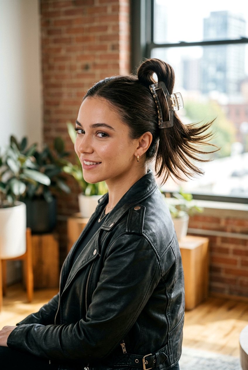 The Loop Bun - 20 dorm friendly claw clip hairstyle - 20 dorm friendly claw clip hairstyle