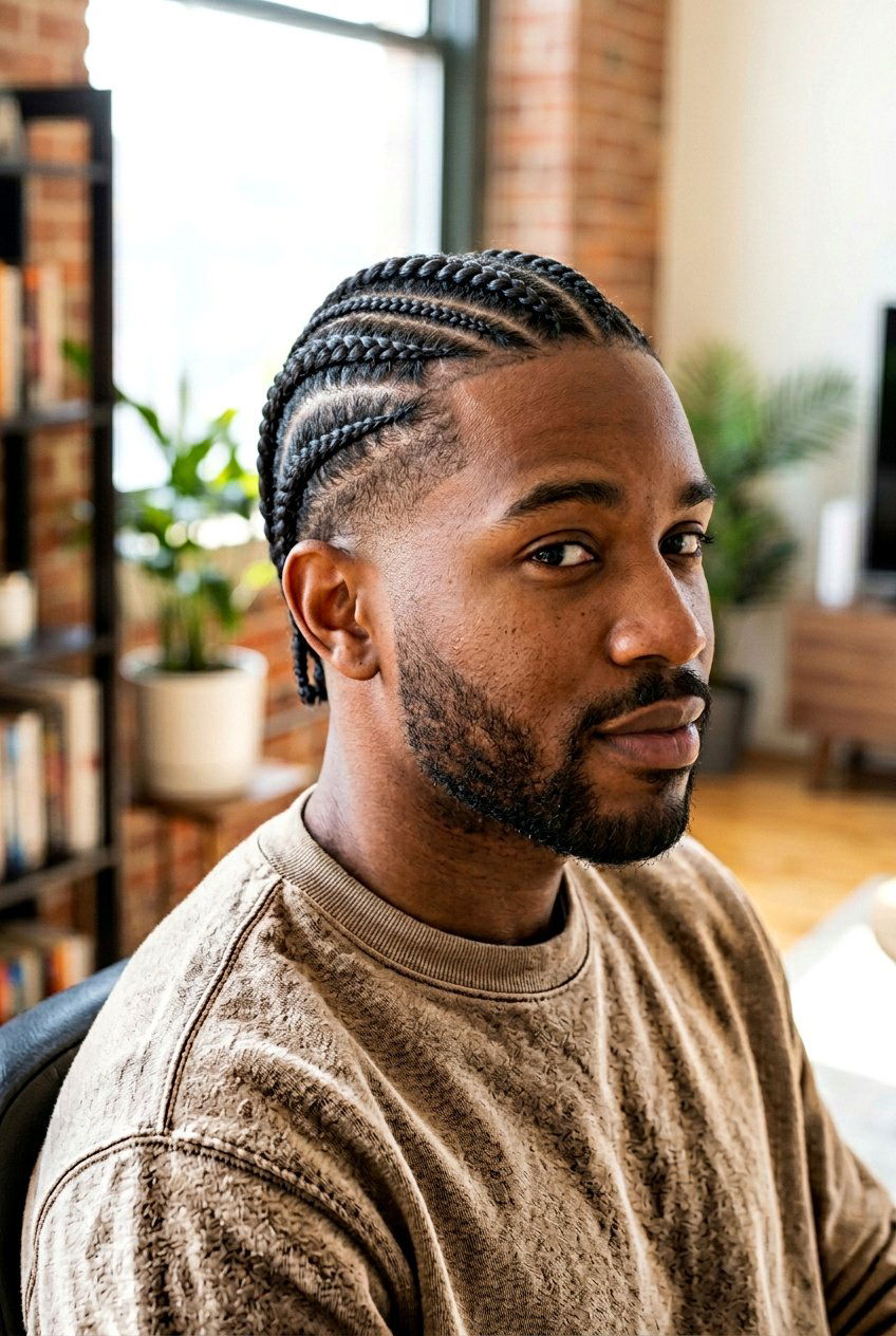 Thick And Thin Cornrows With Low Taper - 20 cornrows with taper for men - 20 cornrows with taper for men